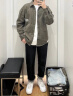 棉致美式工装衬衫外套男春季新款宽松日系复古百搭休闲夹克男 绿色 L 实拍图