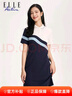 ELLE ACTIVE运动撞色polo领连衣裙夏季时尚气质减龄针织短袖透气网球裙 蓝/白色 XL 实拍图