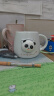 传旗陶瓷马克杯450ml带盖带勺牛奶杯子咖啡杯情侣杯浮雕熊猫白 实拍图