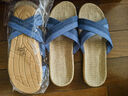 京靠 四季款家用亚麻拖鞋男女通用居家情侣室内地板防滑家居秋天棉麻凉拖鞋舒适耐磨手工编织凉拖 交叉深蓝 28=(42-43) 实拍图