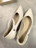百思图商场新款时尚法式玛丽珍黑色小皮鞋粗跟女单鞋RU802CQ3 米白 36 晒单实拍图