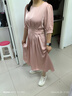 奥豚缎面连衣裙女装气质2025夏装收腰显瘦中长裙AT22002 粉色 L 实拍图