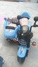 派克奇大号儿童电动摩托车可坐双人侉子车童车三轮车宝宝玩具车可坐大人 蓝色12A电瓶+皮座+手拧+喊话器 实拍图