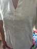 欧莎（OSA）复古刺绣V领短袖雪纺衫女夏季2024新款洋气灯笼袖衬衫上衣 米杏色 L 晒单实拍图