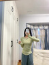 麓格立 瑜伽服女上衣运动服跑步长袖T恤V领健身服褶皱收腰速干衣 清新绿 L 【建议95-115斤】 实拍图