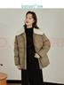 茵曼（INMAN）白鸭绒九江羽绒服2024冬女装新款羊羔毛轻暖翻领长袖收腰外套 咖啡色 XL 实拍图