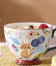 网易严选 田园手绘美式早餐碗早餐杯 微波炉适用陶瓷马克杯 猫咪派对400ml 实拍图