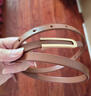 紫心竹真皮细腰带女装饰连衣裙时尚百搭裙子配饰通勤休闲收腰牛皮小皮带 焦糖 100cm 实拍图