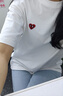 查尔斯桃心【王楚然同款】短袖T恤男女情侣款休闲宽松重磅打底衫本白S 实拍图