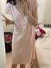 迪莱芬睡裙女冰丝夏季薄款短袖睡衣女莫代尔宽松大码家居服女夏天中长款 1170浅虾女 XL 码 建议穿着体重120-140斤 实拍图