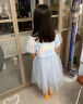迪士尼（DISNEY）童装儿童女童短袖连衣裙网纱爱莎公主甜美裙子24夏DB321RE03蓝140 实拍图