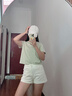真维斯纯棉短款短袖t恤打底衫女夏季2025年女装新款少女感小个子衣服 水绿-幸运笑脸K 2XL （建议120-150斤） 实拍图