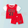 迪迪熊日记（DIDIXIONGRIJI）宝宝套装夏季运动童装儿童短袖短裤两件套一岁婴儿衣服小童夏装男 短袖套装 篮球衣23 红色 100 cm(36M) 实拍图