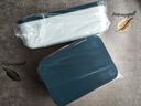 百草园杂物收纳盒小号扁盒办公桌抽屉收纳箱带盖厨房储物盒塑料整理箱 小号扁盒【黛蓝色 PP+PE材质】 实拍图
