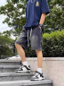 普戈斯牛仔短裤男夏季高街潮流水洗直筒裤子宽松休闲五分裤 黑色 XL 晒单实拍图