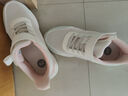 361°儿童运动鞋男童跑鞋秋冬密网轻便魔术贴女童皮革加绒保暖运动鞋 【四季密网】361度白/银色 35 实拍图