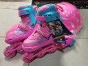 运动伙伴溜冰鞋儿童闪光轮滑鞋男女旱冰鞋全套装可调节直排滑冰鞋 粉蓝色 实拍图