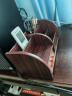 金隆兴 多功能木质笔筒摆件 办公桌面置物大容量办公文具用品抽屉遥控器收纳盒 红木纹 C2031 实拍图