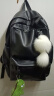 朗斐双肩包男士背包休闲大容量旅行电脑包韩版高中学生书包潮流皮包 限量抢|黑色 实拍图