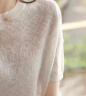 拉夏贝尔（La Chapelle）针织衫T恤女2024夏季新款薄款别致小众镂空法式提花蕾丝白色短袖t 白色 均码 晒单实拍图