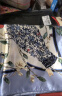 上海故事丝巾女士围巾礼盒披肩送长辈妈妈生日情人节老婆母亲节礼物 花鸟彩绘 水蓝 实拍图