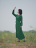 旅途原品ltyp 绿野仙踪手工捏褶连衣裙 优雅时尚灯笼袖长裙女春 森林绿 S 实拍图