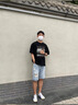 回力国风短袖男款胖子大码重磅纯棉半袖男士夏季复古潮流t恤男装衣服 黑色(h大墨山) XL /180(建议140斤-160斤左右) 实拍图