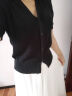ZENGZHI NIUZAI薄款冰丝短袖针织开衫女2023夏季新款设计感显瘦短款v领半袖上衣 黑色 M 105斤-115斤 晒单实拍图
