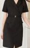 欧莎（OSA）气质西装短袖连衣裙女夏季2024年新款职业收腰显瘦小黑裙 黑色 S 晒单实拍图