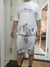 啄木鸟短袖T恤男士套装夏季潮流印花大码休闲短裤运动两件套男装衣服  0815白色 3XL （180-200斤） 实拍图