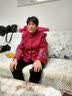 俞兆林中老年女装新年红色加绒外套妈妈装大衣奶奶毛呢大衣Y244U4007 实拍图