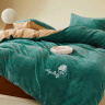 水星家纺床上四件套加厚牛奶绒被套床单床上用品套件1.8米床绒悦倾心 绿 实拍图