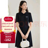 独束大码女装学院风时尚减龄连衣裙微胖MM夏日休闲随性显瘦POLO裙 优雅黑 L (尺码：2) 实拍图