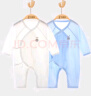 贝瑞加（Babyprints）新生儿连体衣2件婴儿纯棉衣服初生宝宝内衣长袖薄款爬服 白蓝52 实拍图