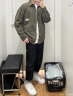 棉致美式工装衬衫外套男春季新款宽松日系复古百搭休闲夹克男 绿色 L 实拍图