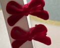 清新甜美丝绒植绒珍珠蝴蝶结发夹边夹 小号-1对红色 实拍图