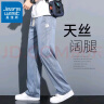 真维斯（Jeanswest）天丝休闲裤男春夏季薄款冰丝宽松直筒阔腿裤男柔软舒适透气长裤男 蓝色 XL 实拍图
