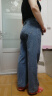 真维斯（JEANSWEST）牛仔裤女夏季高腰显瘦显高设计感直筒拖地阔腿长裤子女深蓝色2XL 晒单实拍图