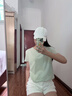 真维斯纯棉短款短袖t恤打底衫女夏季2025年女装新款少女感小个子衣服 水绿-幸运笑脸K 2XL （建议120-150斤） 实拍图