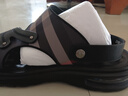 卡帝乐鳄鱼新款男凉鞋2025夏季真皮男士软底防滑两用外穿拖鞋防臭防水沙滩鞋 黑色 44 实拍图