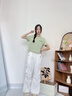真维斯纯棉短款短袖t恤打底衫女夏季2025年女装新款少女感小个子衣服 水绿-幸运笑脸K 2XL （建议120-150斤） 实拍图
