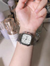 古欧（GUOU）手表女学生复古时尚气质女士精致方形带日历石英钢带情侣手表一对 银白 实拍图