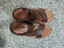 宜驰（EGCHI）凉鞋男士凉拖户外头层牛皮透气沙滩鞋 12129 棕色 40 实拍图