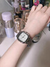 古欧（GUOU）手表女学生复古时尚气质女士精致方形带日历石英钢带情侣手表一对 银白 实拍图
