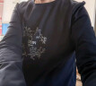 梵希蔓圆领印花打底衫女T恤ins春秋季新款宽松显瘦韩版长袖上衣 V1659 藏青色 XL 实拍图