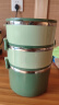 贝瑟斯 304不锈钢饭盒三层大容量 加深上班族餐盒保温便手提饭桶 2.4L绿 实拍图
