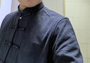 好布衣（HAOBUYI）中国风唐装男装国潮三件套中老年中山装汉服古风中式精纺棉麻茶服 藏蓝+黑裤 外套+内衬+裤子 XL 实拍图