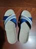 超火酷亚麻拖鞋男夏季家用情侣家居室内木地板厚底防滑凉拖鞋女夏天外穿 2012蓝色 42-43 实拍图