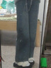 卡兔蓝猫（KATULANMAO）女童加绒裤子秋冬新款儿童直筒裤中大童加厚一体绒休闲牛仔阔腿裤 怀旧蓝 150cm 实拍图