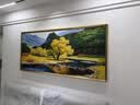 水竞（S.J.A）油画欧式客厅挂画沙发背景墙装饰画美式高档山水画发财树风景画 W85D雅金框 200*90 实拍图